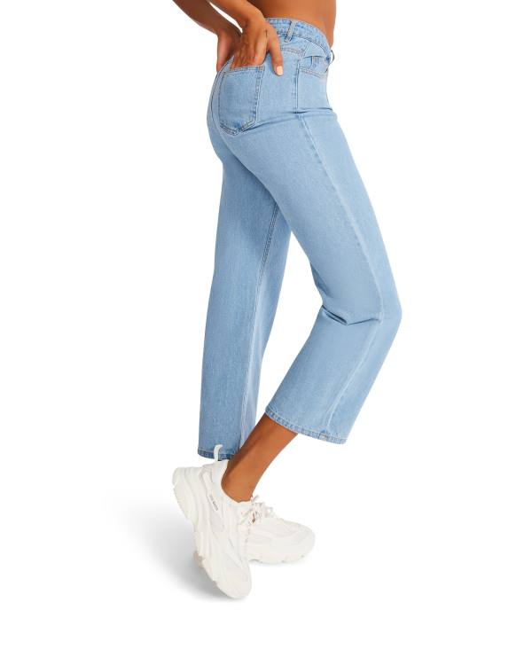 Steve Madden Asymmetrical Boyfriend Jean Pantolon Kadın Mavi | SM-687RF