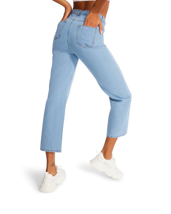 Steve Madden Asymmetrical Boyfriend Jean Pantolon Kadın Mavi | SM-687RF