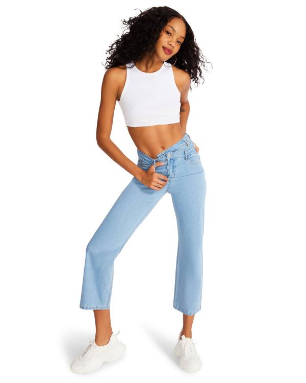 Steve Madden Asymmetrical Boyfriend Jean Pantolon Kadın Mavi | SM-687RF