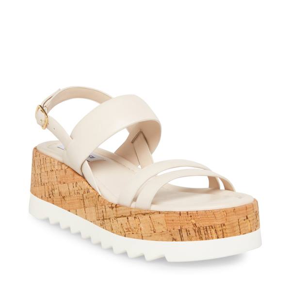 Steve Madden Athena Deri Sandalet Kadın Beyaz | SM-689MN