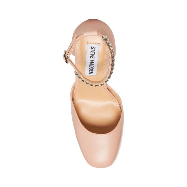 Steve Madden Bangle Blush Deri Heel Topuklu Ayakkabı Kadın Pembe | SM-368SA