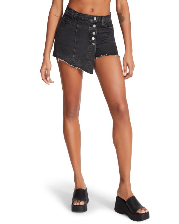 Steve Madden Black Denim Skort Şort Kadın Siyah | SM-462GL