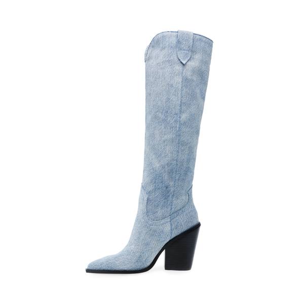 Steve Madden Bronco Denim Fabric Çizme Kadın Mavi | SM-425FG