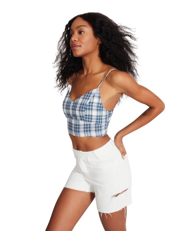 Steve Madden Checkered Tank Üstler Kadın Mavi | SM-460NO