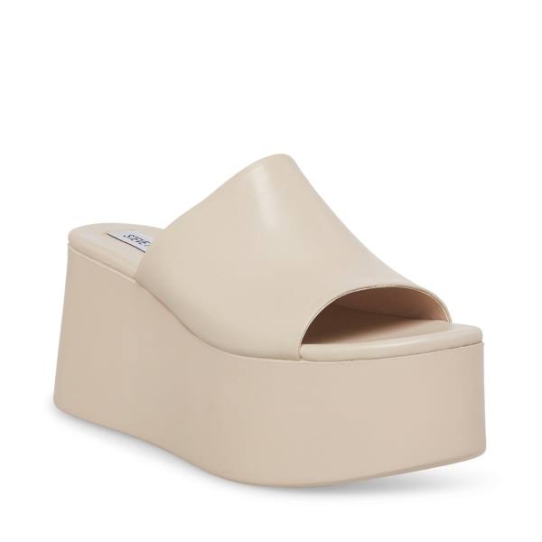 Steve Madden Christa Bone Deri Sandalet Kadın Bej Rengi | SM-027LN