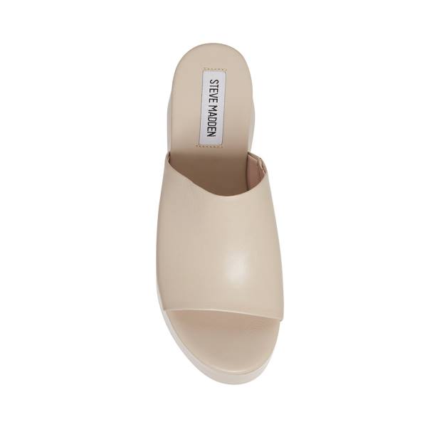 Steve Madden Christa Bone Deri Sandalet Kadın Bej Rengi | SM-027LN