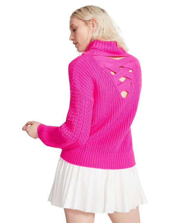 Steve Madden Cross Back Turtleneck Kazak Üstler Kadın Pembe | SM-527WN