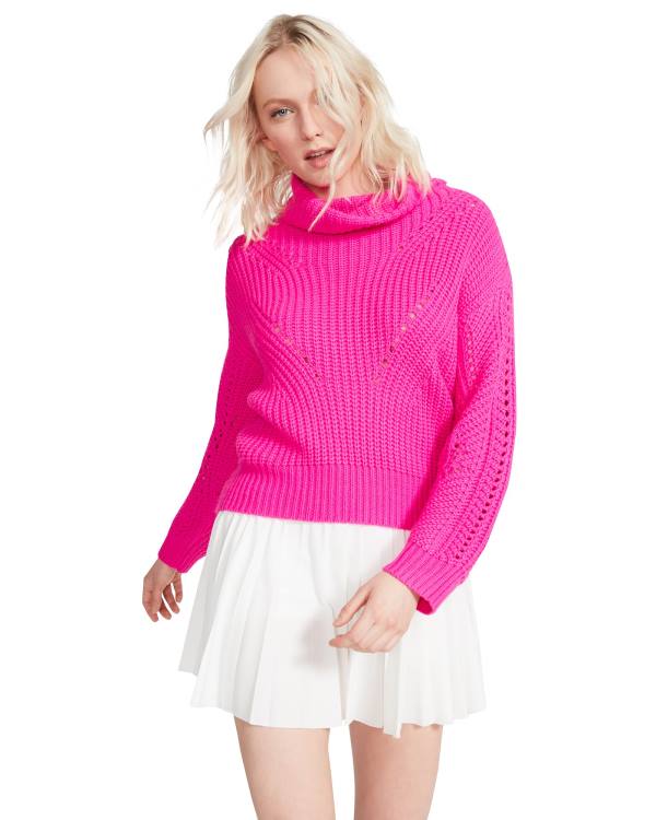 Steve Madden Cross Back Turtleneck Kazak Üstler Kadın Pembe | SM-527WN