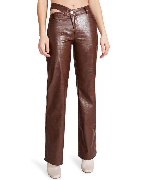 Steve Madden Cut Out Faux Deri Pant Pantolon Kadın Kahverengi | SM-932YX