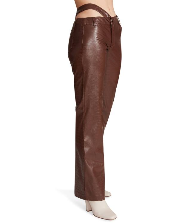 Steve Madden Cut Out Faux Deri Pant Pantolon Kadın Kahverengi | SM-932YX