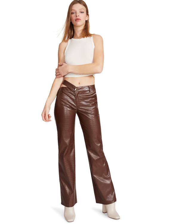 Steve Madden Cut Out Faux Deri Pant Pantolon Kadın Kahverengi | SM-932YX