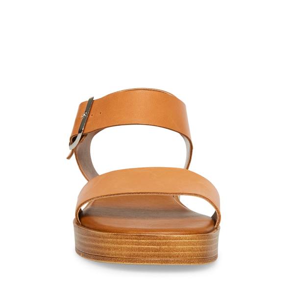 Steve Madden Destined Tan Deri Sandalet Kadın Kahverengi | SM-389UF