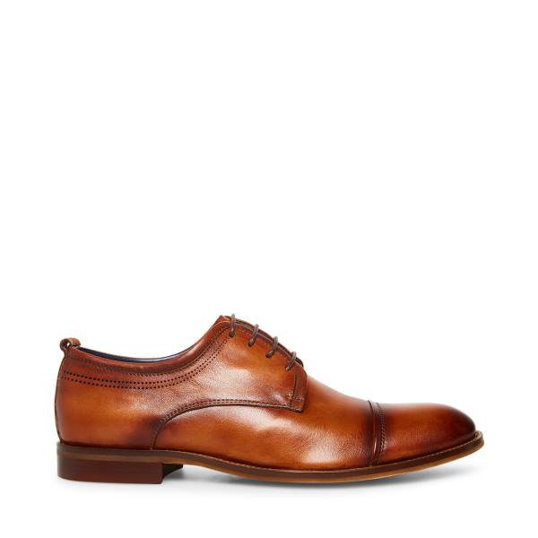 Steve Madden Doak Cognac Deri Elbise Ayakkabısı Erkek Kahverengi | SM-350OU