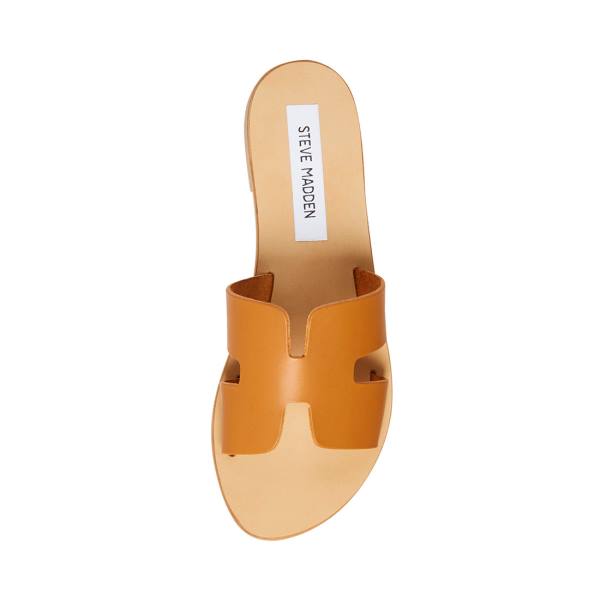 Steve Madden Greece Cognac Deri Sandalet Kadın Kahverengi | SM-654KF