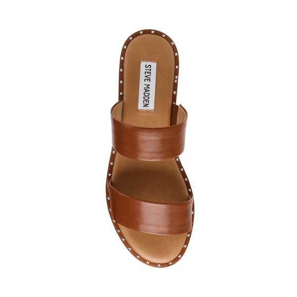 Steve Madden Ivara Cognac Deri Sandalet Kadın Kahverengi | SM-546EI