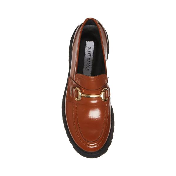 Steve Madden Lando Cognac Deri Loafer Ayakkabı Kadın Kahverengi | SM-027PT