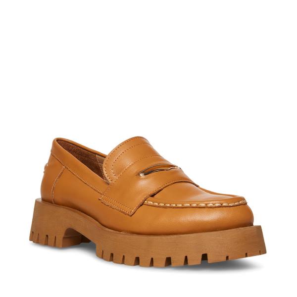 Steve Madden Lawrence Cognac Deri Loafer Ayakkabı Kadın Kahverengi | SM-842NE