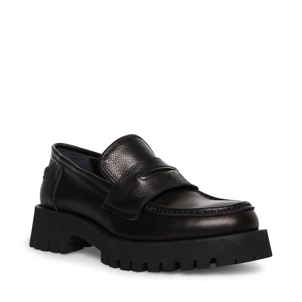 Steve Madden Lawrence Deri Loafer Ayakkabı Kadın Siyah | SM-687ZG