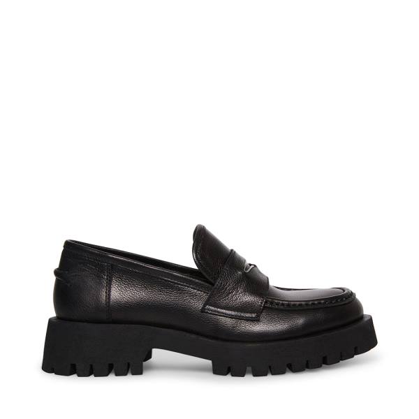 Steve Madden Lawrence Deri Loafer Ayakkabı Kadın Siyah | SM-687ZG