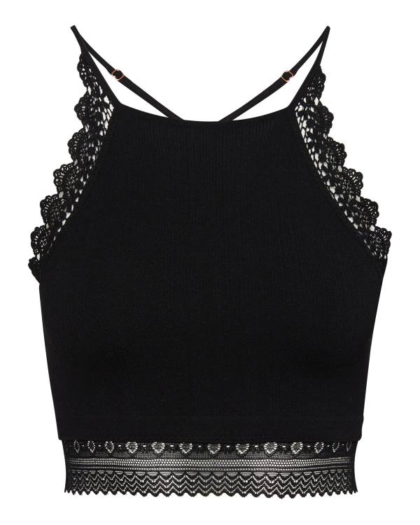 Steve Madden Lola Crochet Bralette Üstler Kadın Siyah | SM-470WL