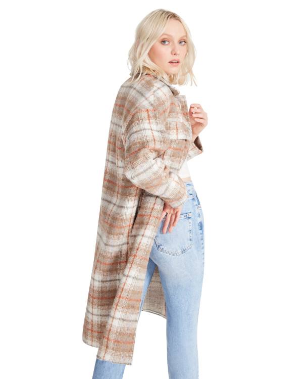 Steve Madden Long Plaid Taupe Kaban Kadın Gri Kahverengi | SM-963XB