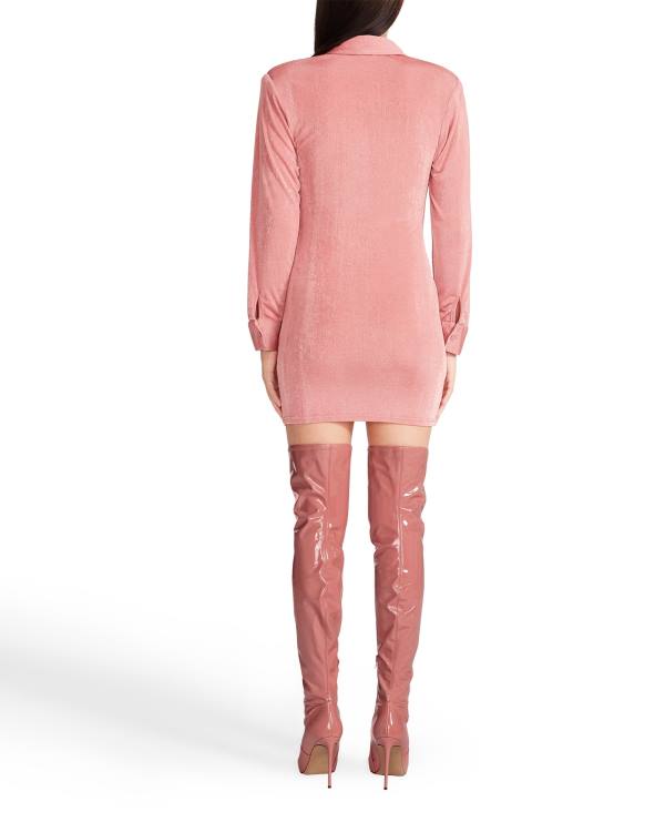 Steve Madden Long Sleeve Button Up Elbise Kadın Pembe | SM-305LT