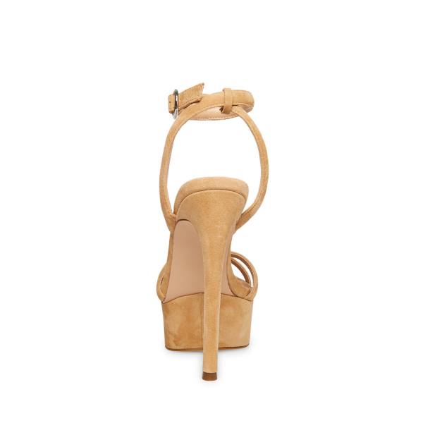 Steve Madden Marciana Camel Süet Heel Topuklu Ayakkabı Kadın Kahverengi | SM-950XL