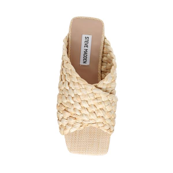 Steve Madden Marina Natural Raffia Sandalet Kadın Bej Rengi | SM-287LN