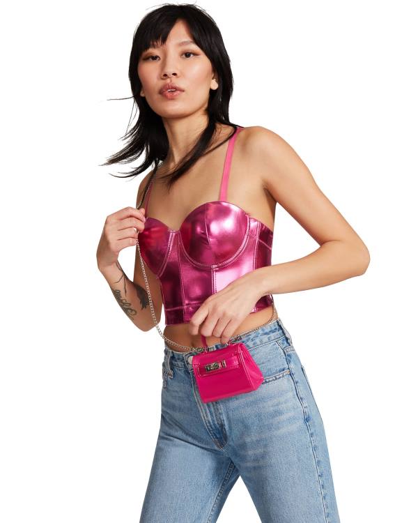 Steve Madden Metallic Bustier Üstler Kadın Pembe | SM-382WO