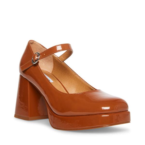 Steve Madden Mingle Cognac Rugan Heel Topuklu Ayakkabı Kadın Kahverengi | SM-249ZB