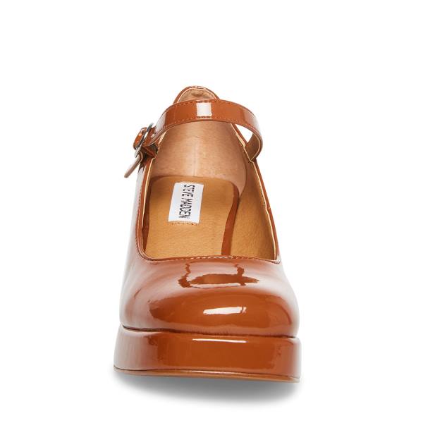 Steve Madden Mingle Cognac Rugan Heel Topuklu Ayakkabı Kadın Kahverengi | SM-249ZB