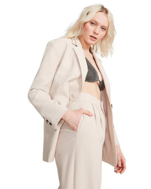 Steve Madden Oversized Blazer Ivory Ceket Kadın Beyaz | SM-125WB