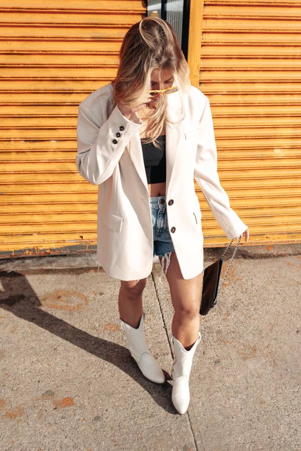 Steve Madden Oversized Blazer Ivory Ceket Kadın Beyaz | SM-125WB