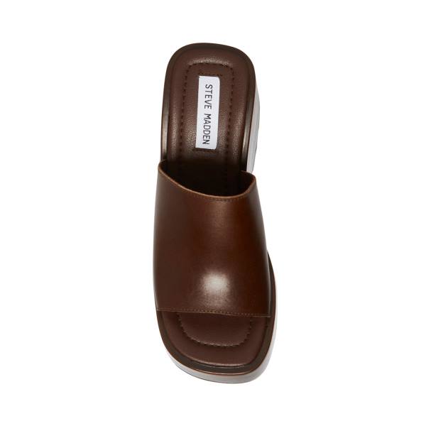 Steve Madden Pepe30 Cognac Deri Sandalet Kadın Kahverengi | SM-196UC