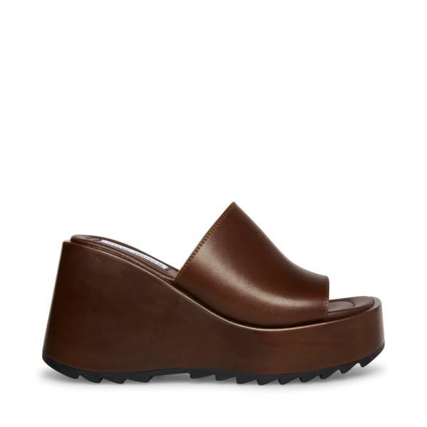 Steve Madden Pepe30 Cognac Deri Sandalet Kadın Kahverengi | SM-196UC