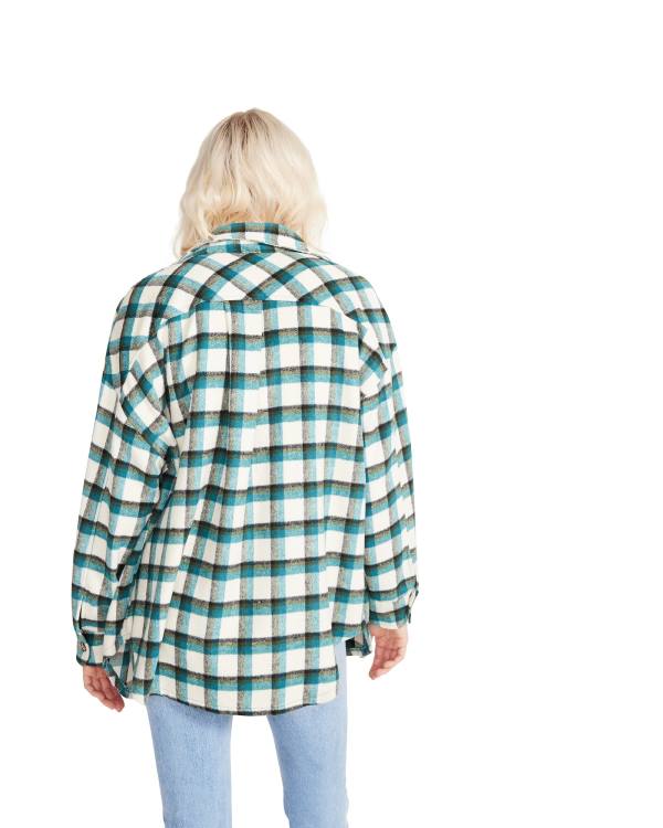 Steve Madden Plaid Button Down Üstler Kadın Yeşil | SM-206BS