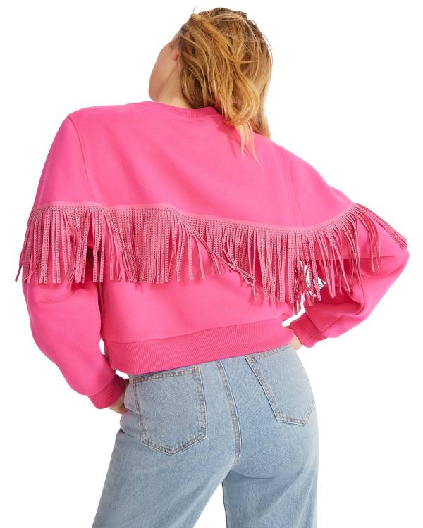 Steve Madden Rhinestone Fringe Crew Neck Üstler Kadın Pembe | SM-120KG