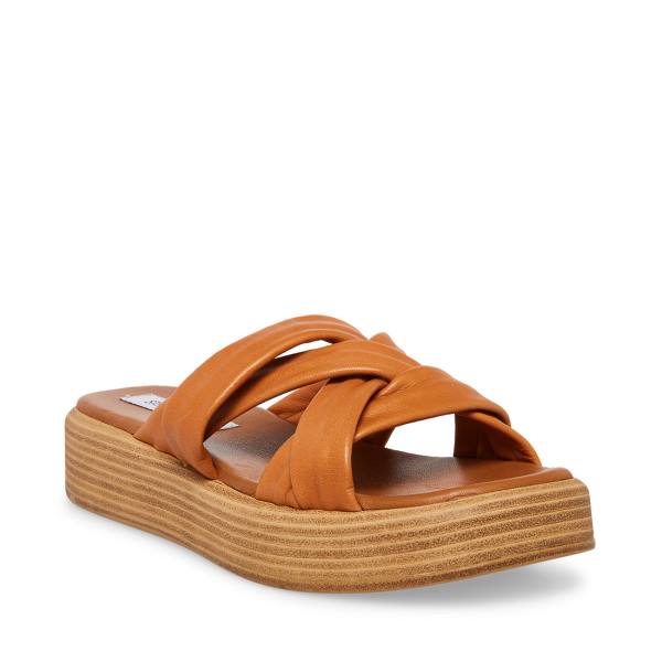 Steve Madden Salita Tan Deri Sandalet Kadın Kahverengi | SM-073OE