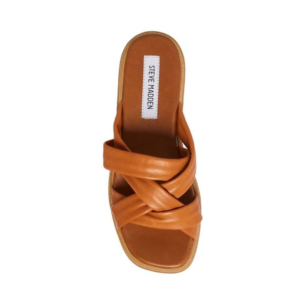 Steve Madden Salita Tan Deri Sandalet Kadın Kahverengi | SM-073OE