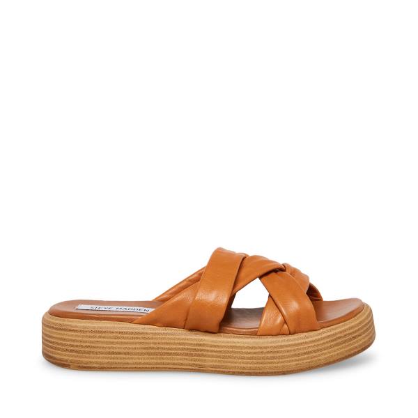 Steve Madden Salita Tan Deri Sandalet Kadın Kahverengi | SM-073OE