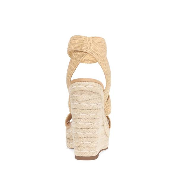 Steve Madden Shimmy Natural Raffia Sandalet Kadın Bej Rengi | SM-572UF