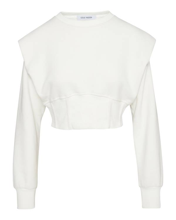 Steve Madden Shoulder Pad Crew Neck Üstler Kadın Beyaz | SM-234RX