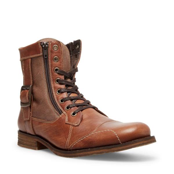 Steve Madden Sidetrack Cognac Deri Çizme Erkek Kahverengi | SM-706DK