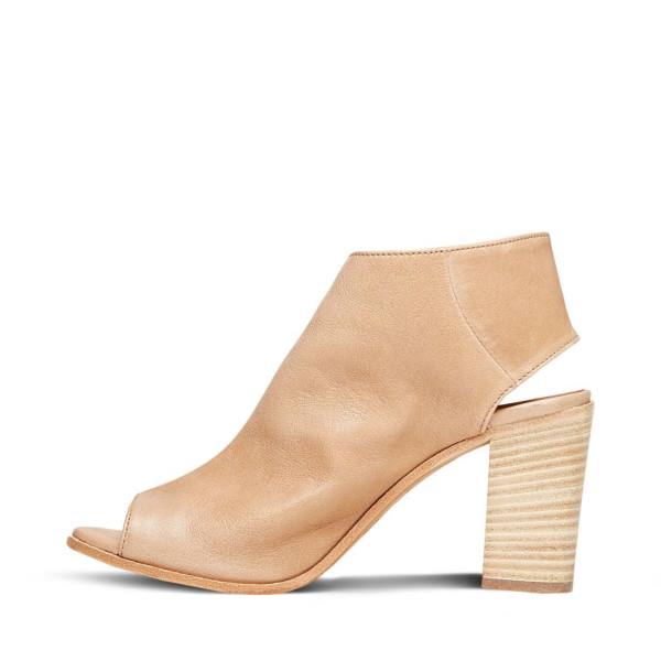 Steve Madden Slater Natural Deri Heel Topuklu Ayakkabı Kadın Bej Rengi | SM-243YM