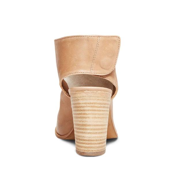 Steve Madden Slater Natural Deri Heel Topuklu Ayakkabı Kadın Bej Rengi | SM-243YM