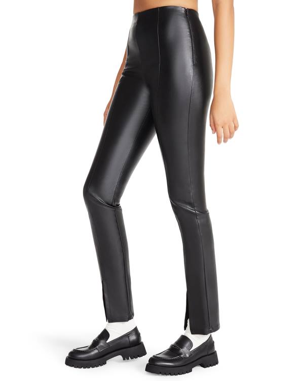 Steve Madden Slit Front Faux Deri Pant Tayt Kadın Siyah | SM-680LA