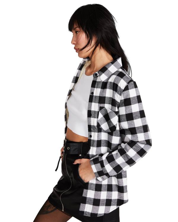 Steve Madden Teddy Astar Flannel Ceket Kadın Siyah | SM-046DG