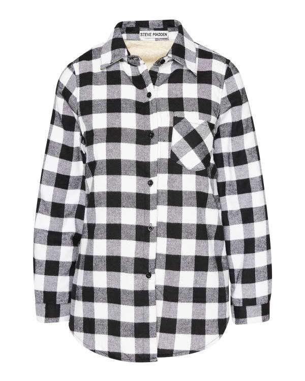 Steve Madden Teddy Astar Flannel Ceket Kadın Siyah | SM-046DG