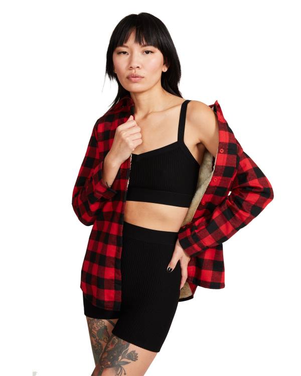 Steve Madden Teddy Astar Flannel Ceket Kadın Kırmızı | SM-657SB