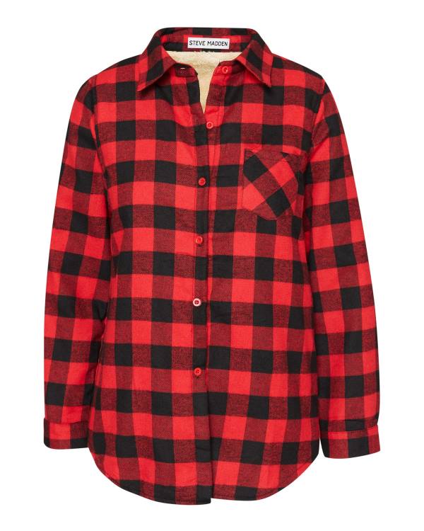 Steve Madden Teddy Astar Flannel Ceket Kadın Kırmızı | SM-657SB